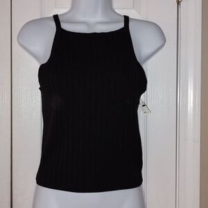 Divided H & M black ribbed sleeveless tank sweater  Sz S NWT